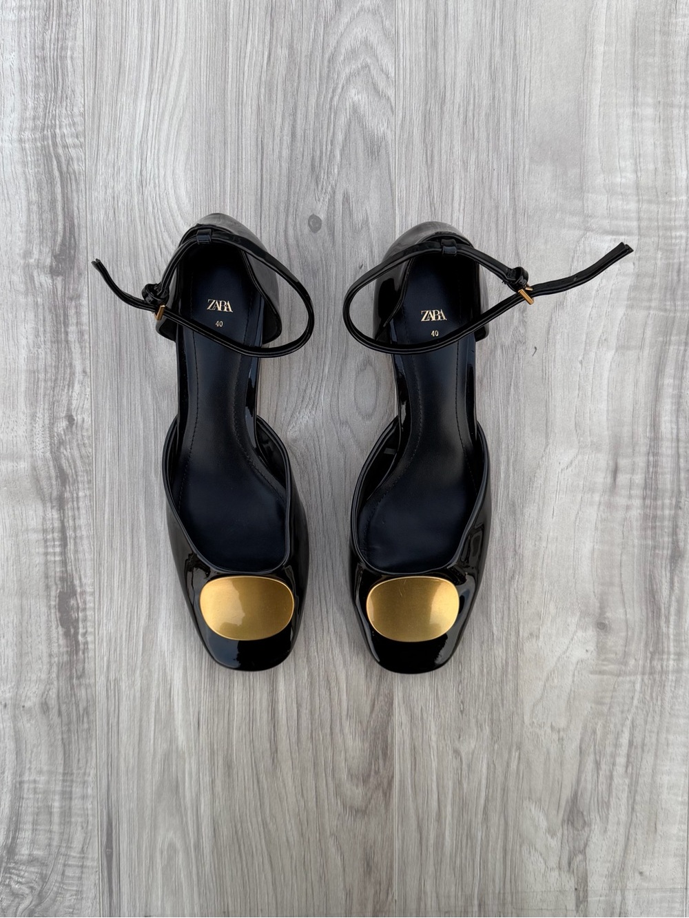 Zara glossy black patent leather heels